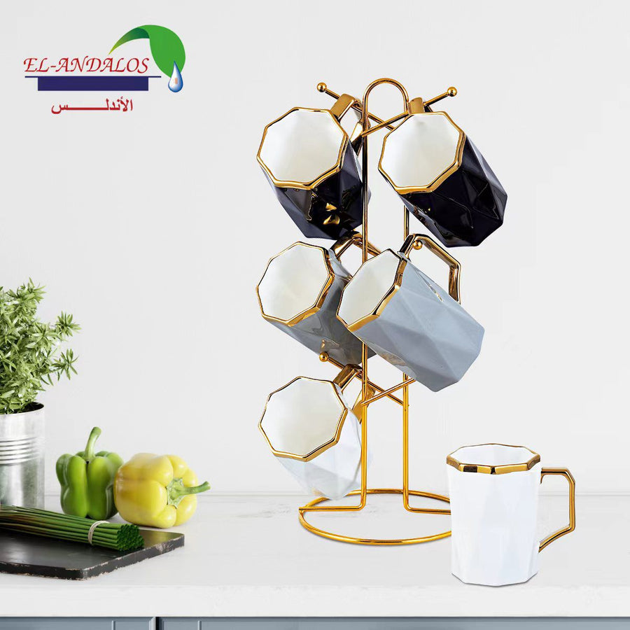 Coffee set with golden steel stand