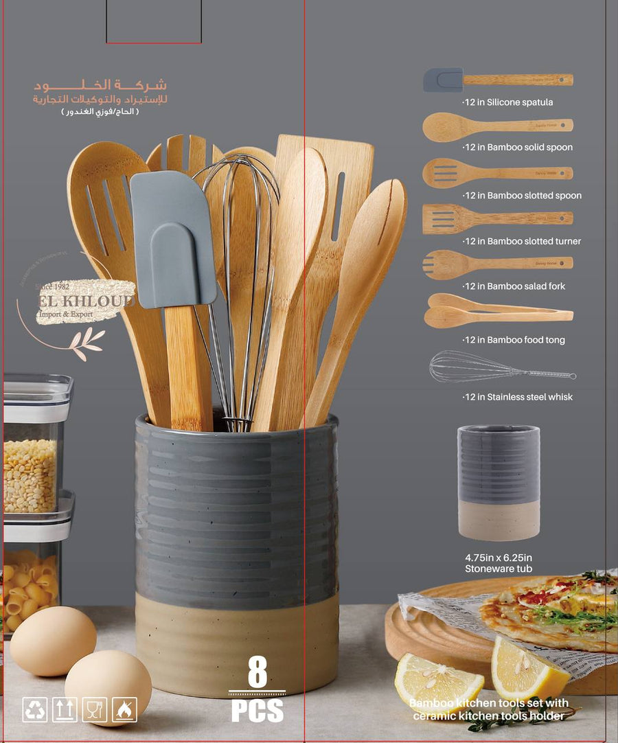 Porcelain Wooden Serving Set