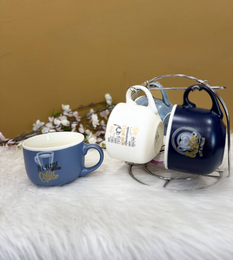 طقم مج شوربه بورسلين علي حامل