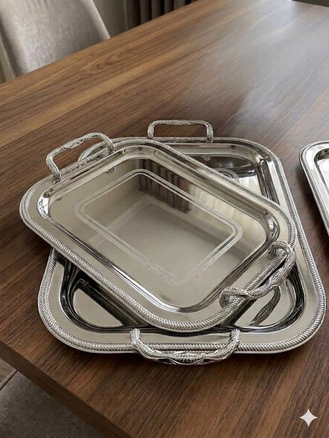 طقم صواني ستيل 2ق