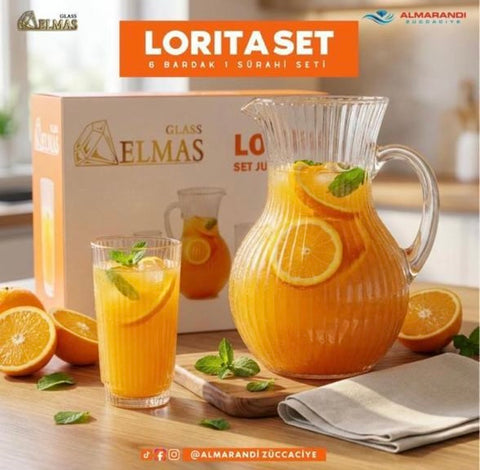 طقم شربات زجاج لوريتا 7 قطع