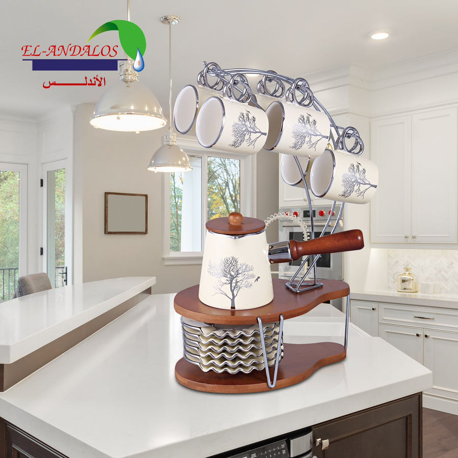 Coffee set on a stand