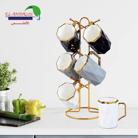 Coffee set with golden steel stand