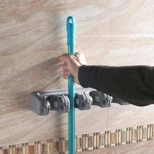 Five-position broom holder