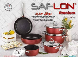 Saflon Titanium 10-piece Round Cookware Set with Stainless Steel Handles