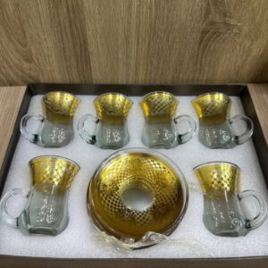 طقم كوبايات شاي بالطبق مدهب
