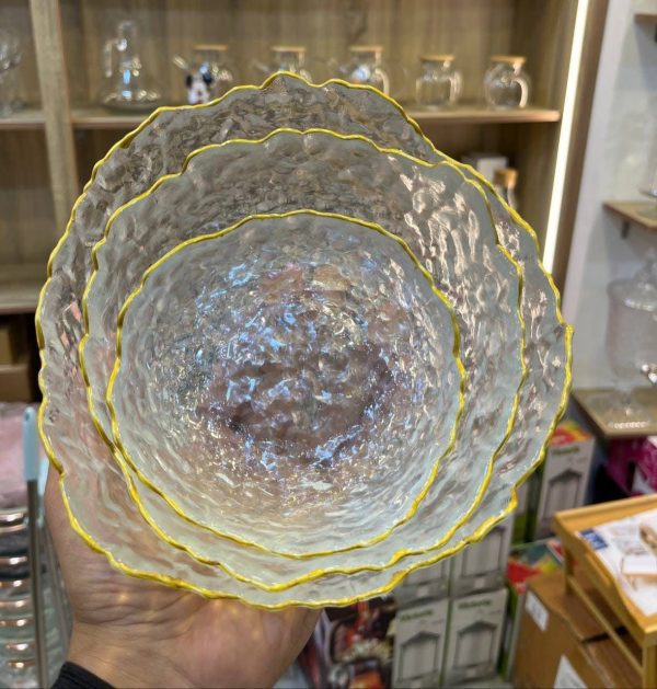 ⁦طقم بولات زجاج حرف جولد _ 3 قطع⁩ - الصورة ⁦4⁩