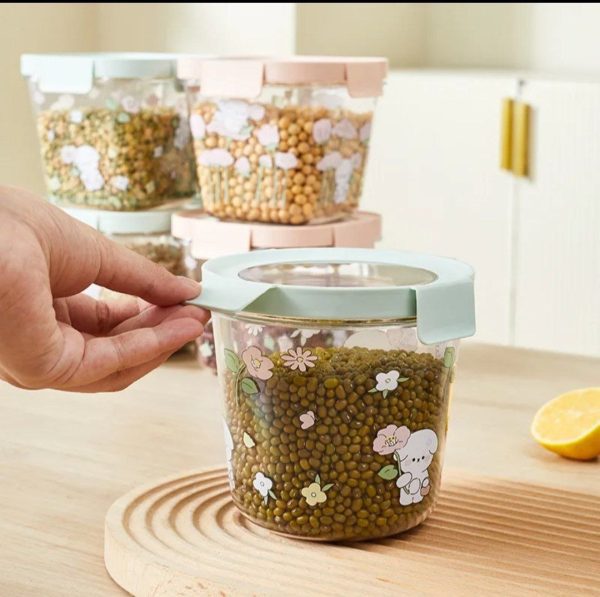 ⁦طقم علب حفظ بقوليات اكريلك 3*1 _ مرسوم⁩ - الصورة ⁦2⁩