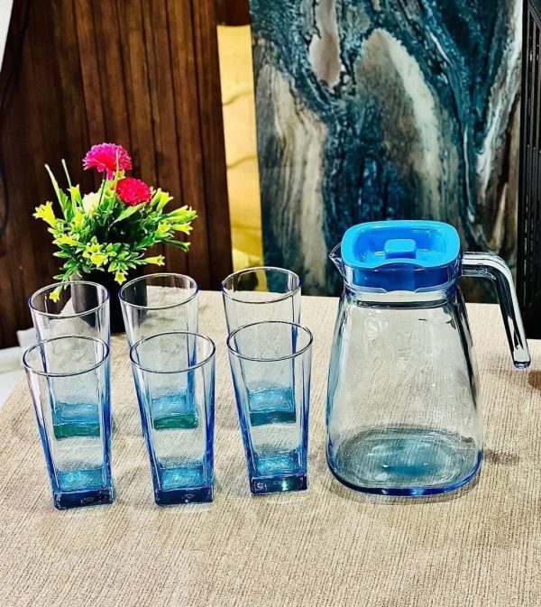 ⁦طقم شربات كاري ازرق 7ق⁩ - الصورة ⁦2⁩